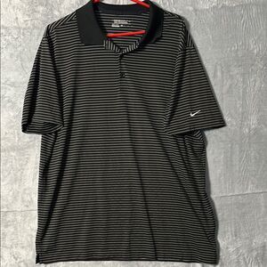 Nike Golf Black White Striped Short Sleeve Polo Size XL
